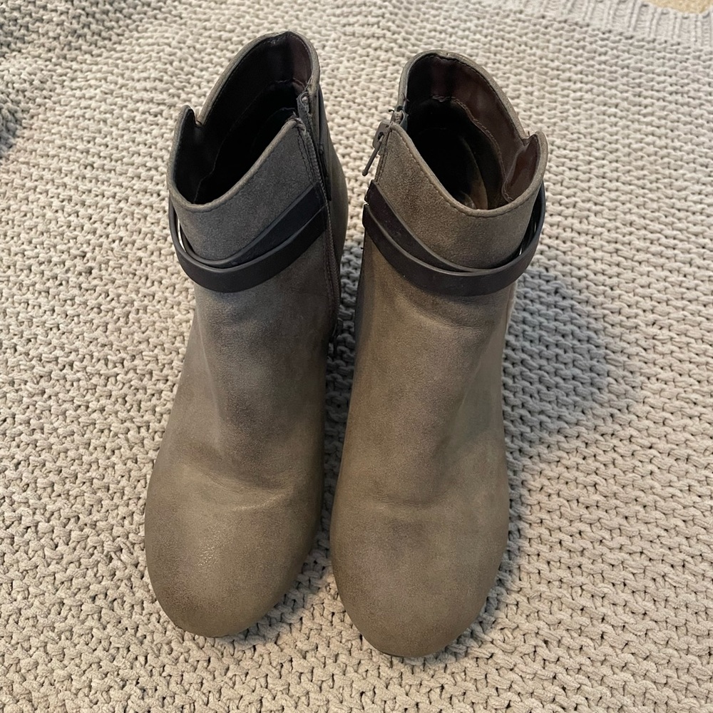 Wedge Booties with Fur Accent